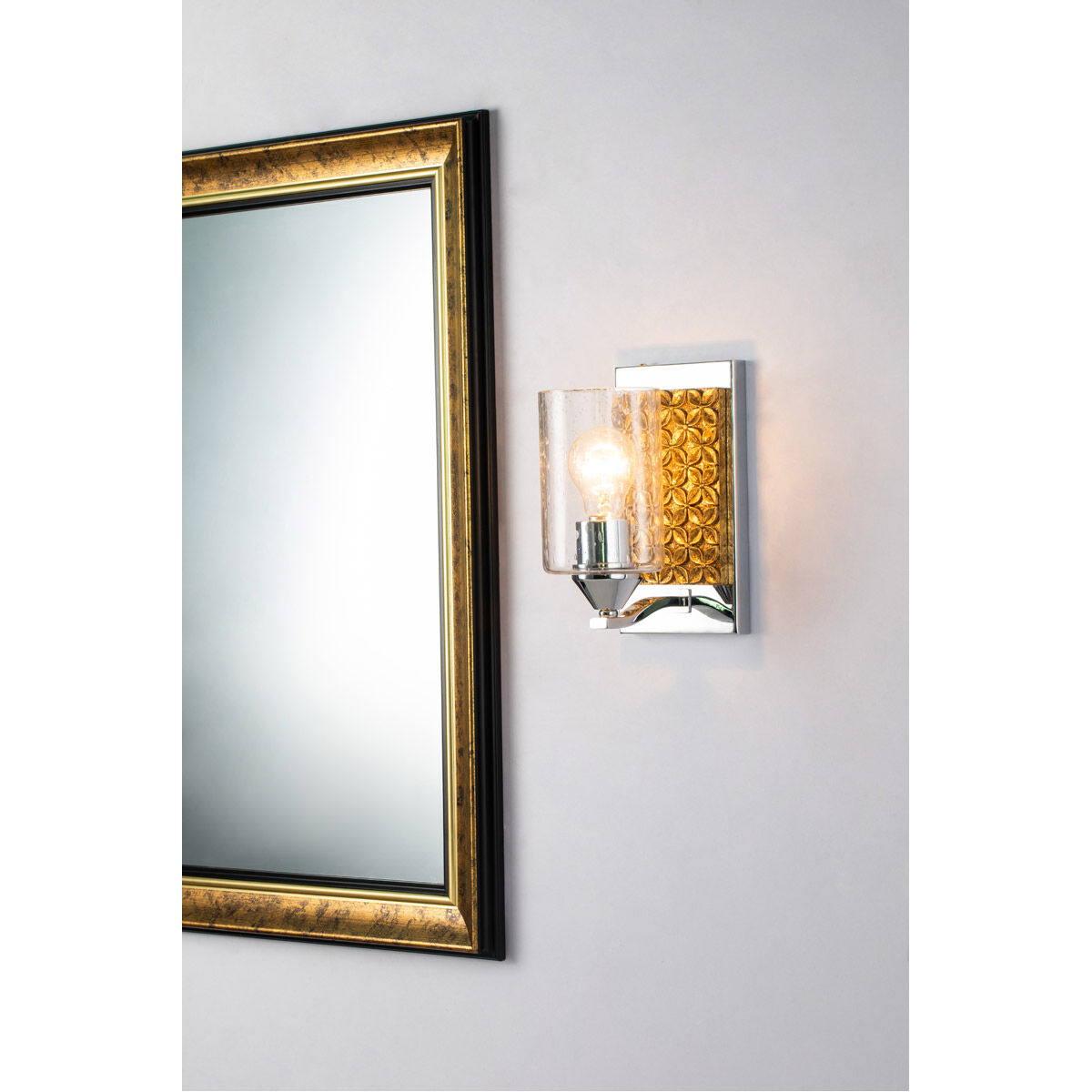 Arcadia 1 Light 5 inch PC Bath Light Wall Light in Polished Chrome with Gold